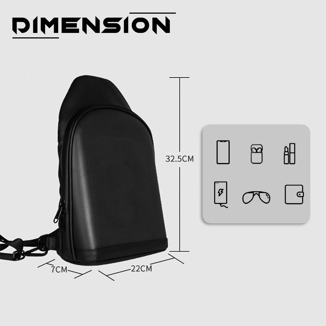 Waterproof Hard shell LED Screen Crossbody Sling Bag