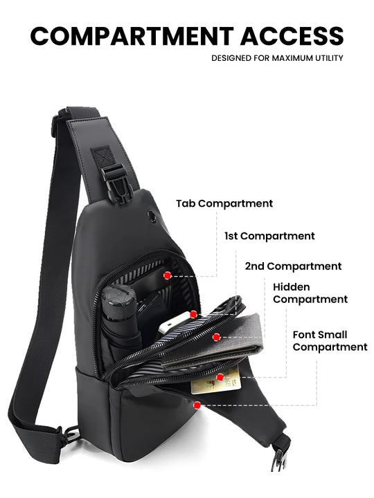 Waterproof crossbody chest bag sling bag#color_black