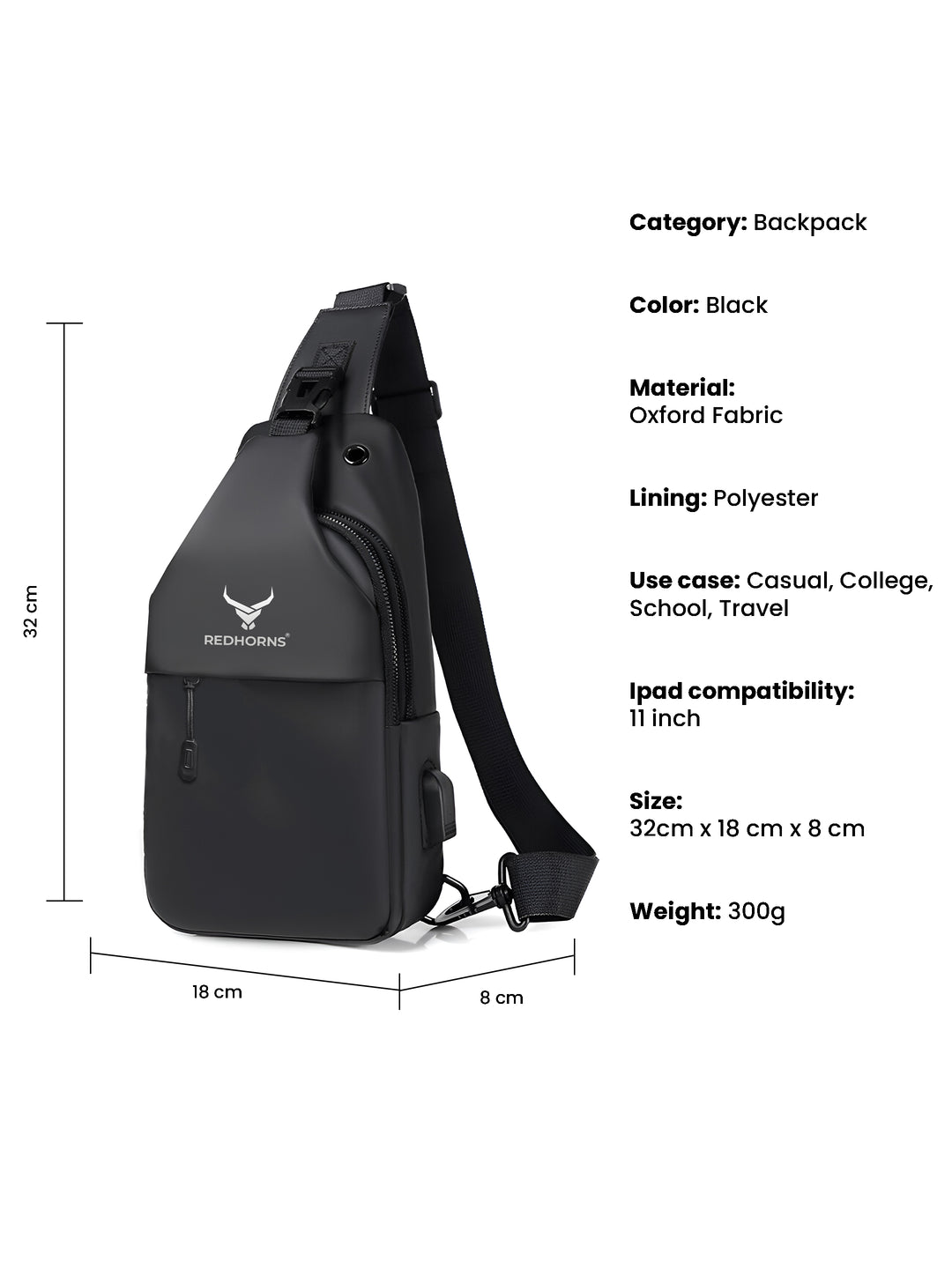 Waterproof crossbody chest bag sling bag#color_black