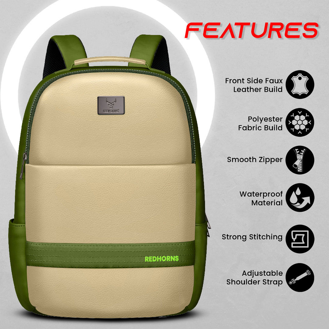 20l waterproof laptop backpack trolley strap shoulder bag travel backpack business tour corporate look#color_beige-green