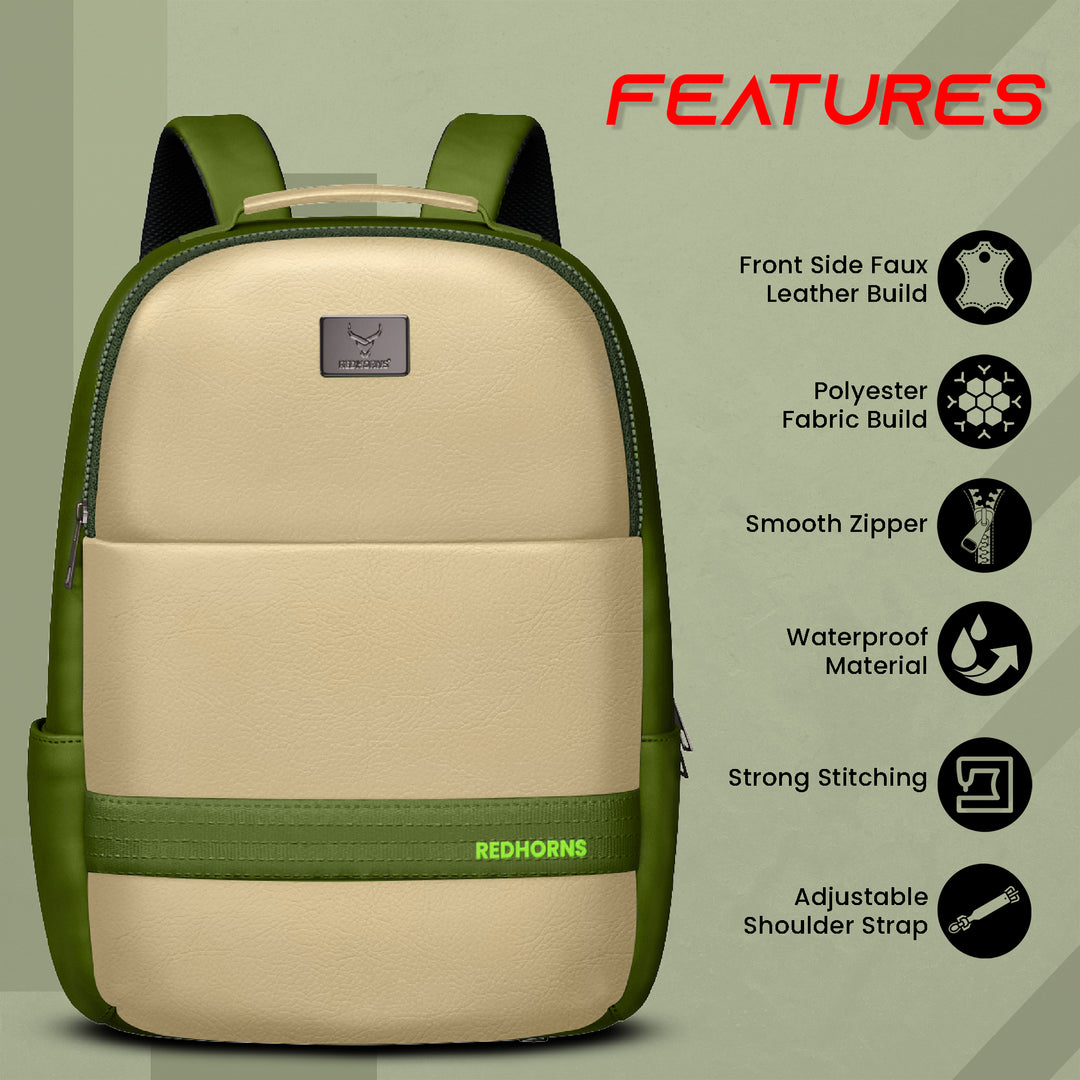 20l waterproof laptop backpack trolley strap shoulder bag travel backpack business tour corporate look#color_beige-green