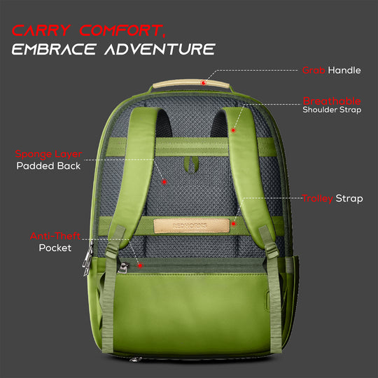 20l waterproof laptop backpack trolley strap shoulder bag travel backpack business tour corporate look#color_beige-green