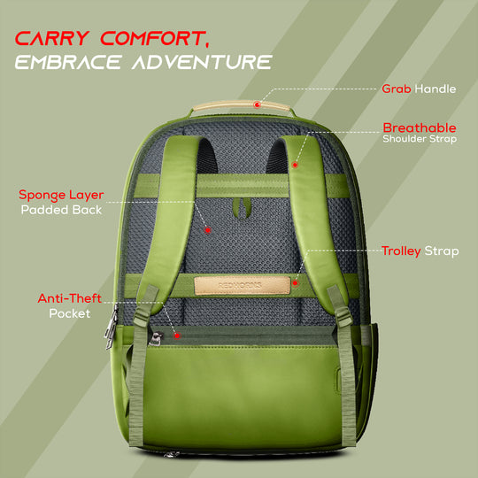 20l waterproof laptop backpack trolley strap shoulder bag travel backpack business tour corporate look#color_beige-green