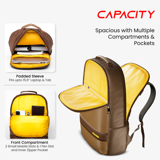 20l waterproof laptop backpack trolley strap shoulder bag travel backpack business tour corporate look#color_brown