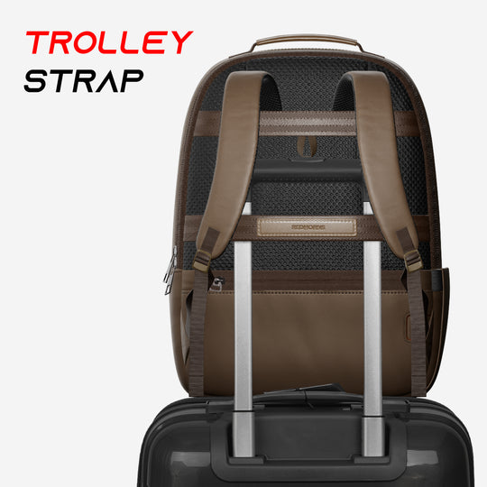 20l waterproof laptop backpack trolley strap shoulder bag travel backpack business tour corporate look#color_brown