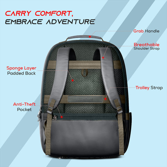 20l waterproof laptop backpack trolley strap shoulder bag travel backpack business tour corporate look#color_grey