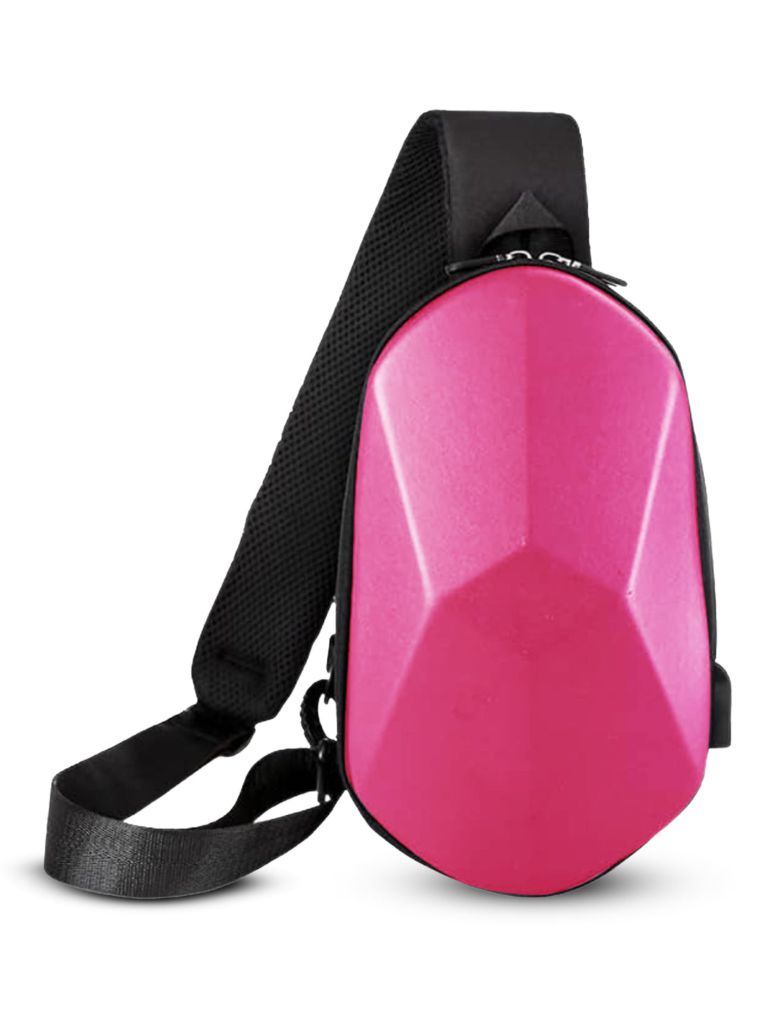 Waterproof crossbody sling bag usb charging adjustable strap#color_pink