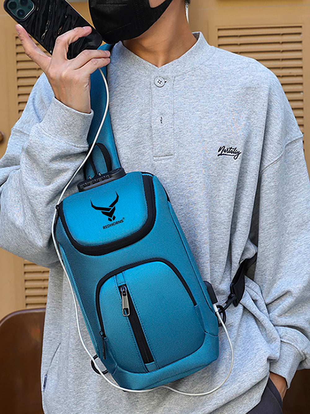 Sling bag for men side bag for men crossbody bag#color_blue