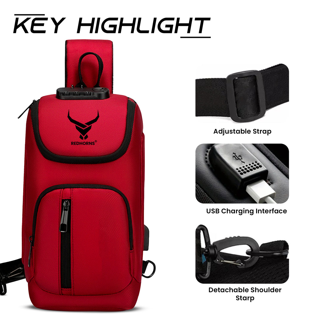 Sling bag for men side bag for men crossbody bag#color_red