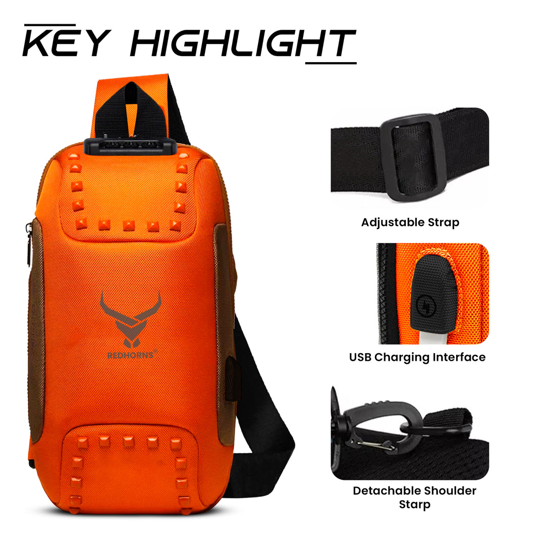 Sling bag for men side bag for men crossbody bag#color_orange