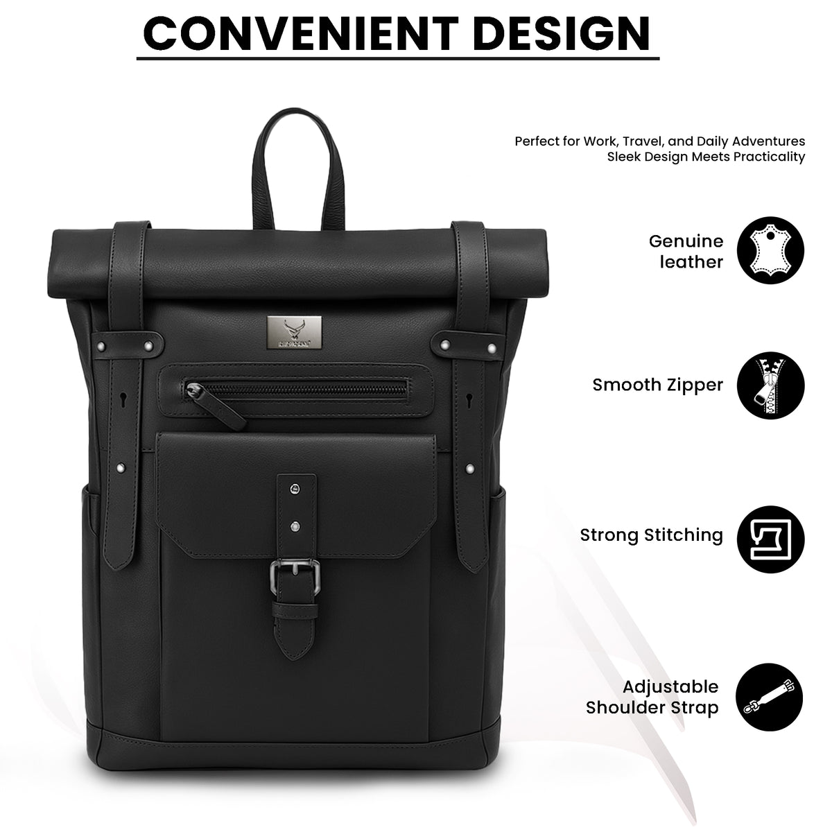 Executive Leather Carry Backpack