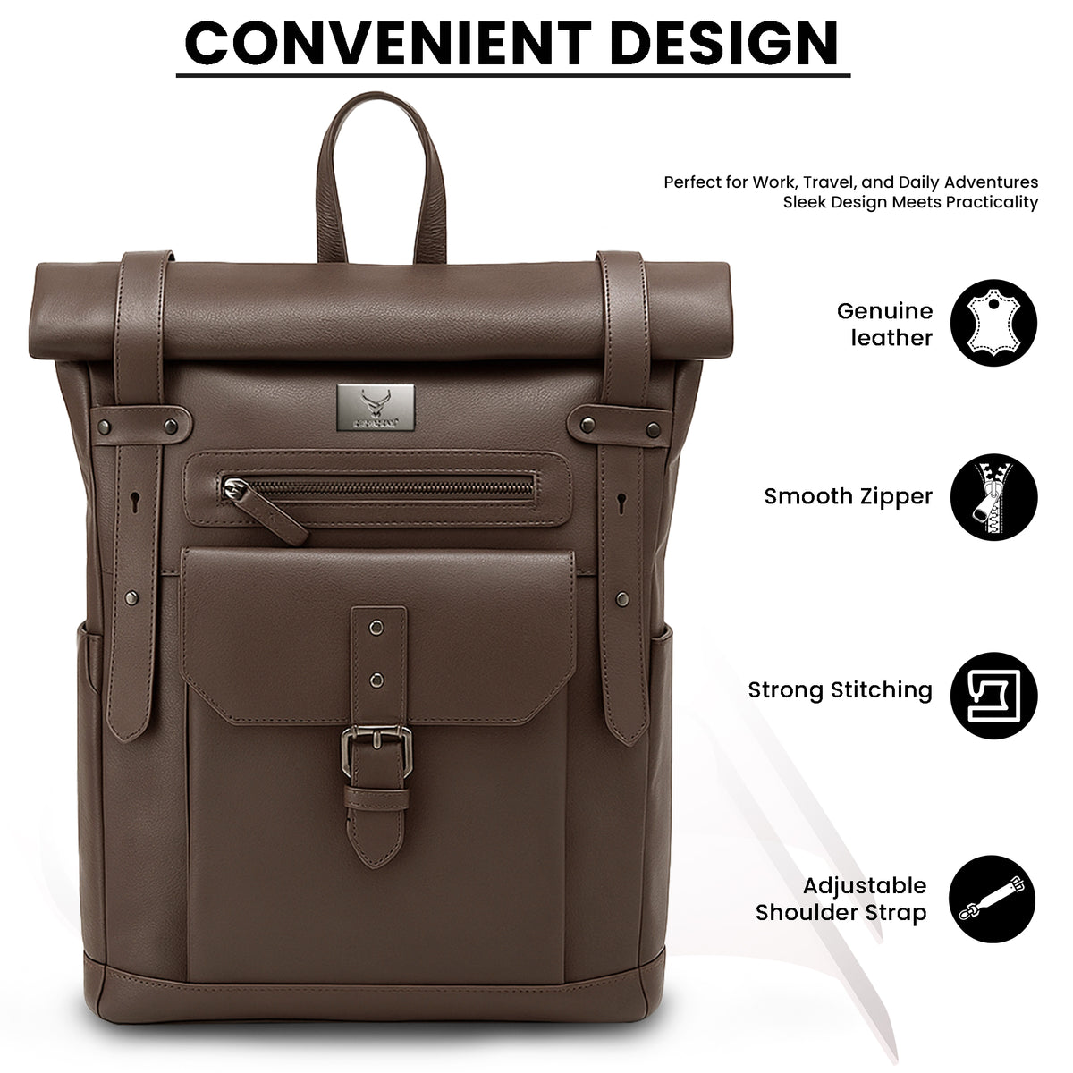 Executive Leather Carry Backpack