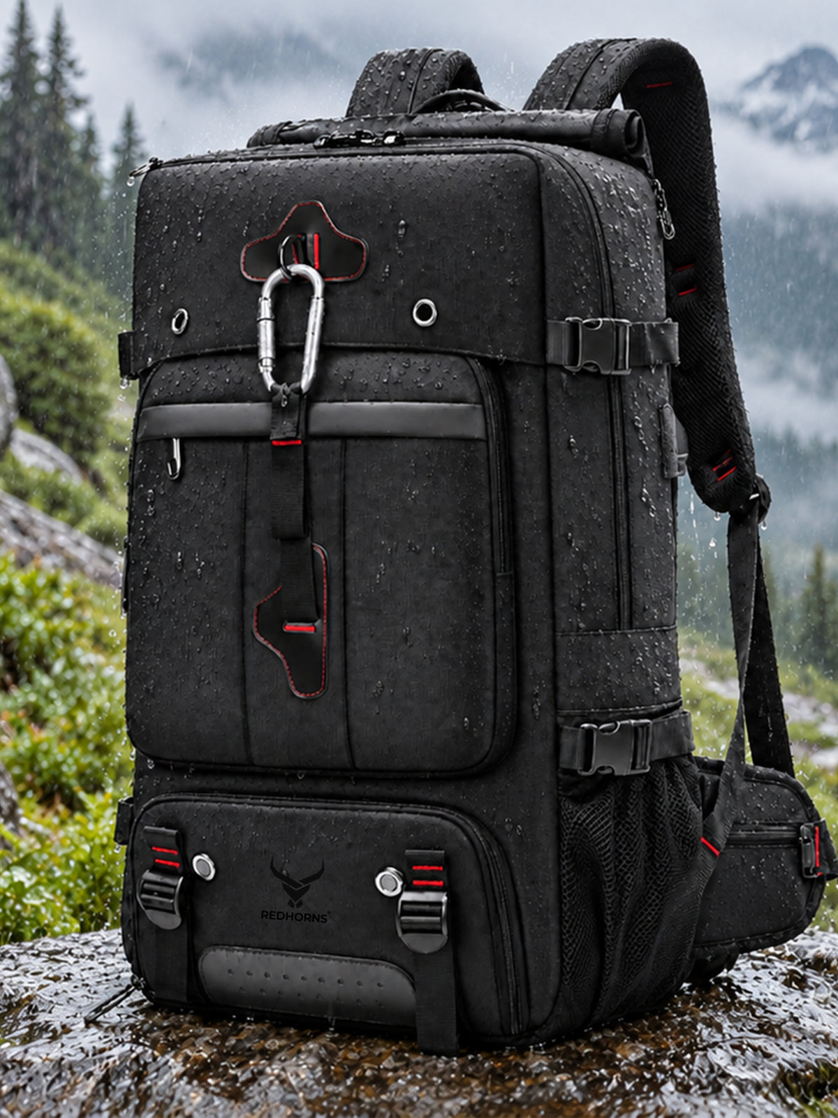 REDHORNS 52L Convertible Duffle Backpack - Black - detail