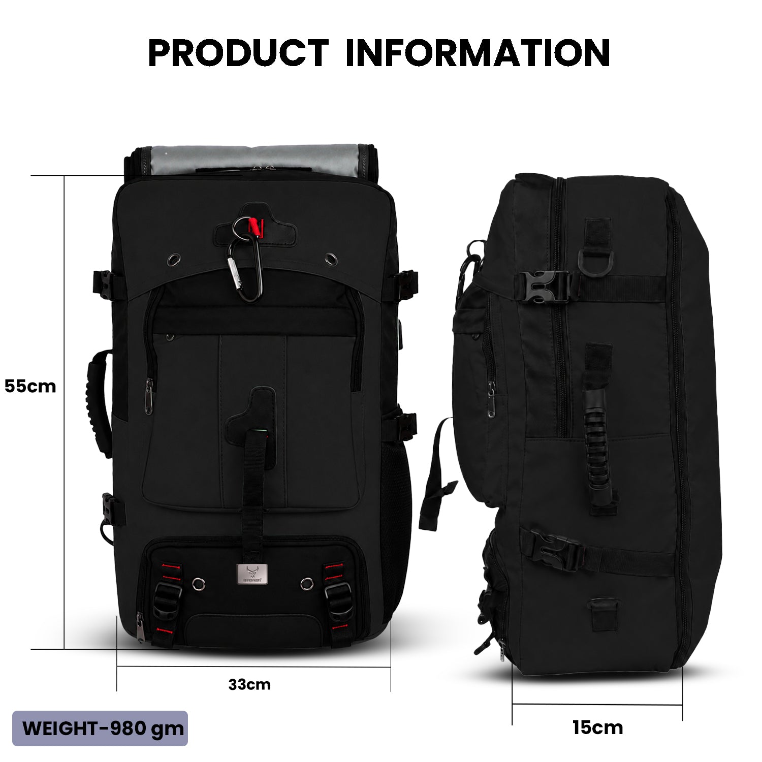 TrailFlex 32L Convertible Hiking Backpack Black - view 3
