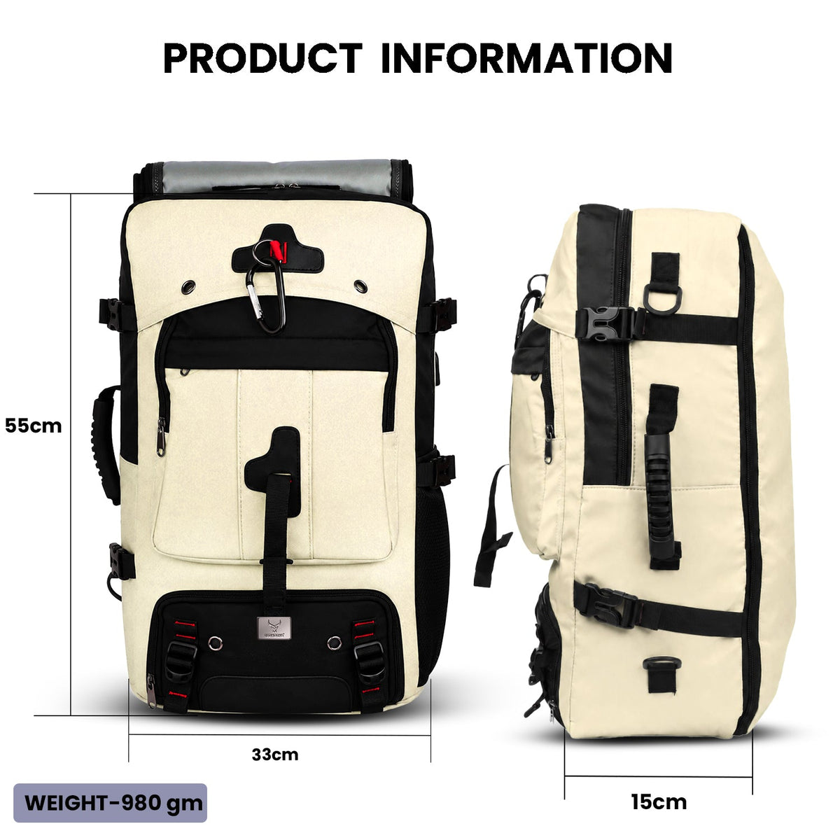 TrailFlex 32L Convertible Hiking Backpack - Beige