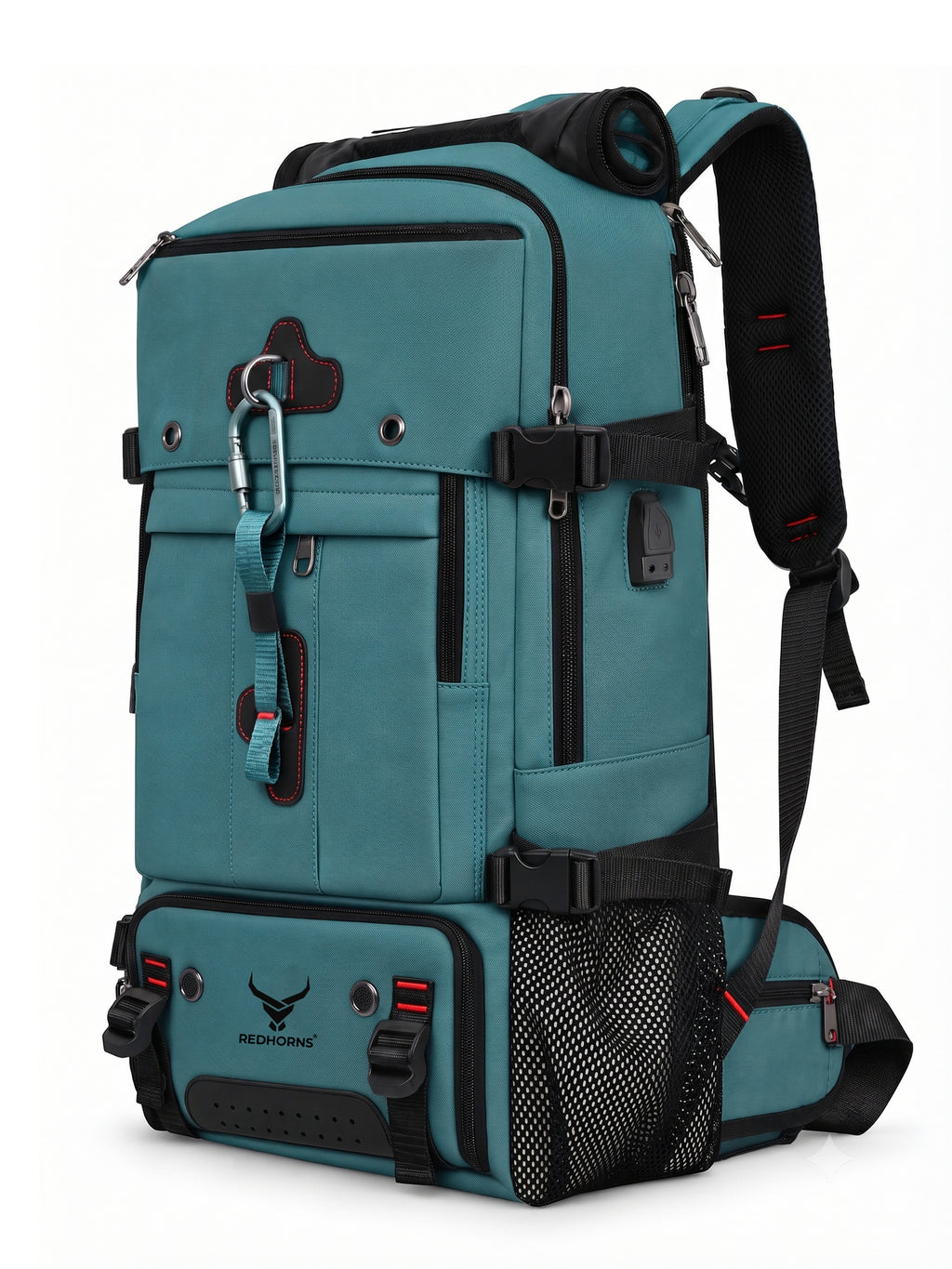 REDHORNS 52L Convertible Duffle Backpack - Dark Green - front view