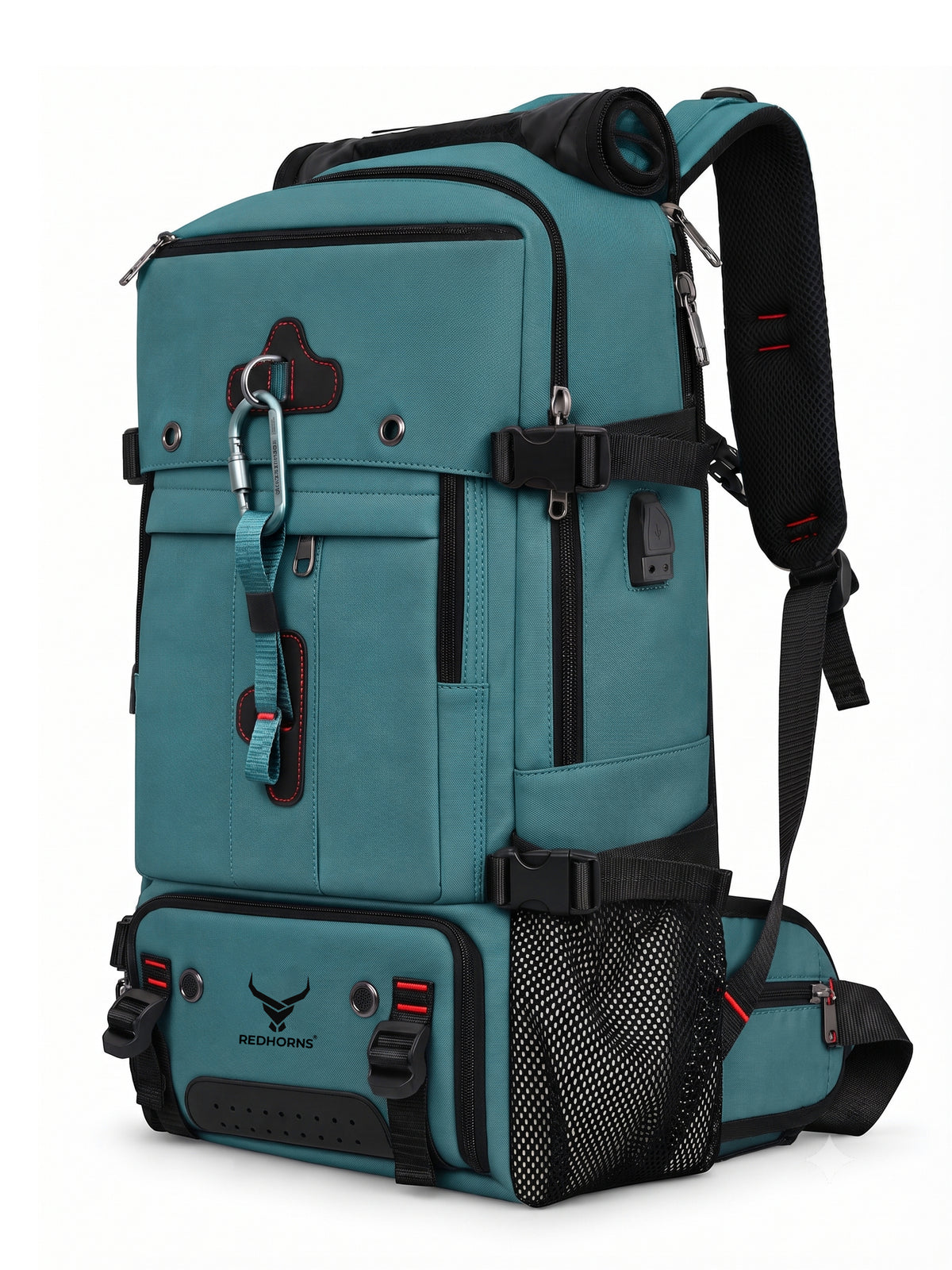 REDHORNS 52L Convertible Duffle Backpack - Dark Green - front view