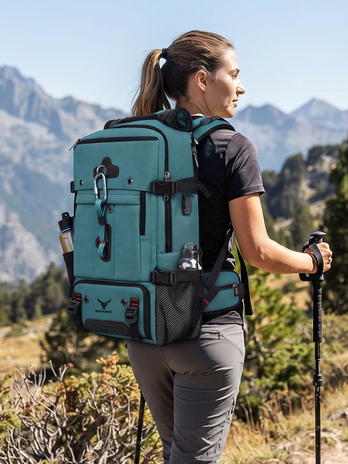 REDHORNS 52L Convertible Duffle Backpack - Dark Green - detail