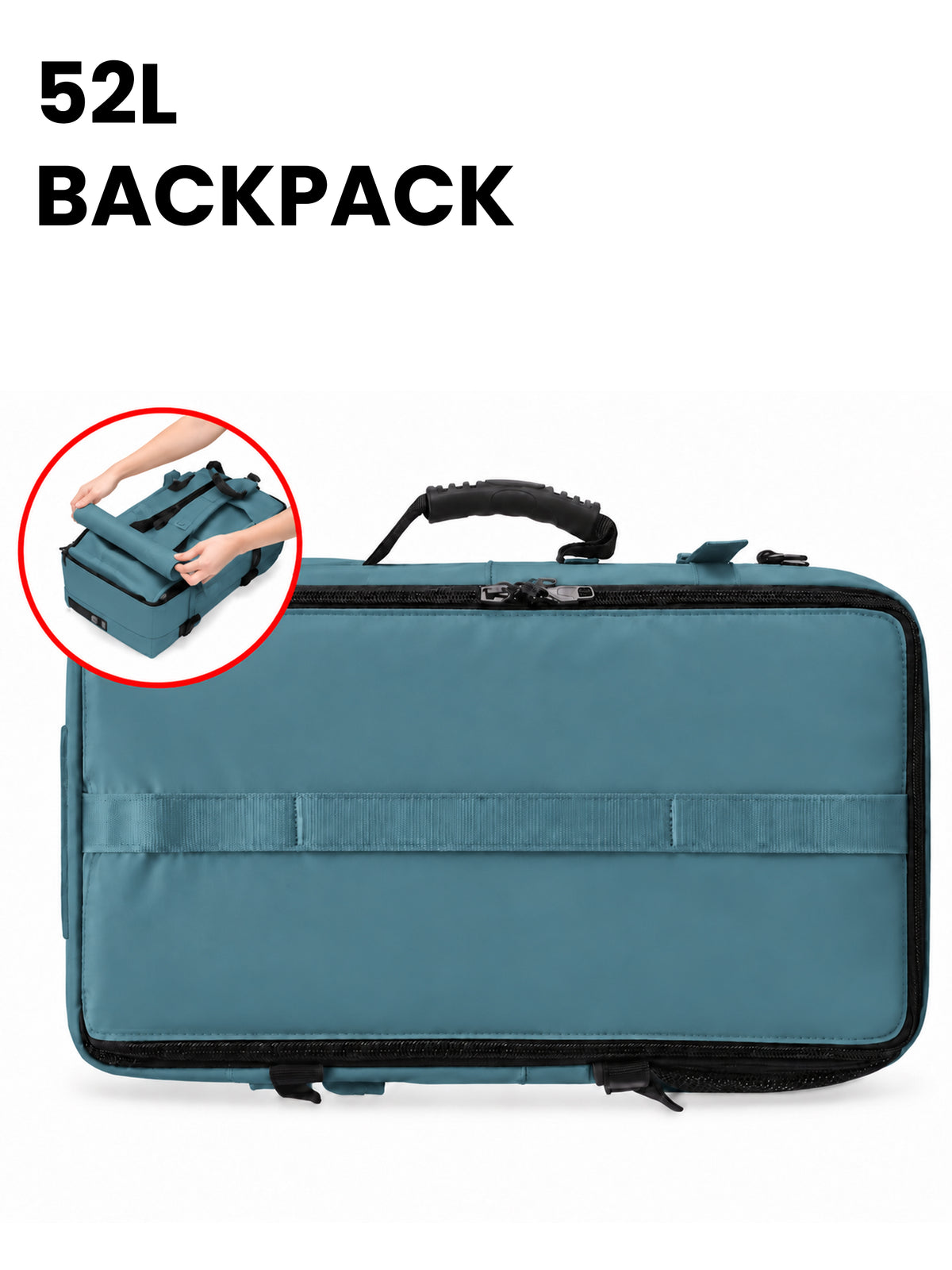 REDHORNS 52L Convertible Duffle Backpack - Dark Green - detail