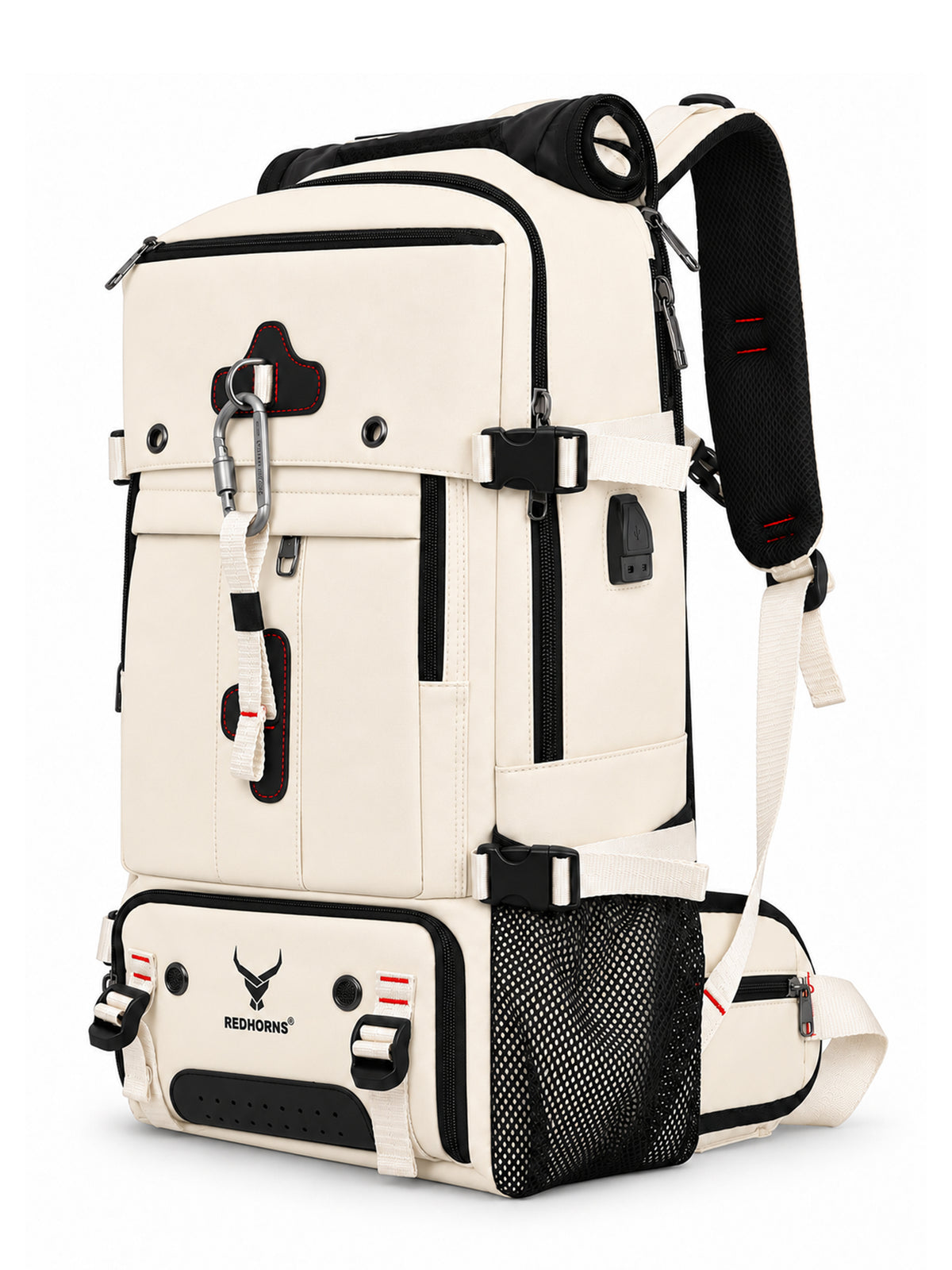 REDHORNS 52L Convertible Duffle Backpack - Off-White - front view
