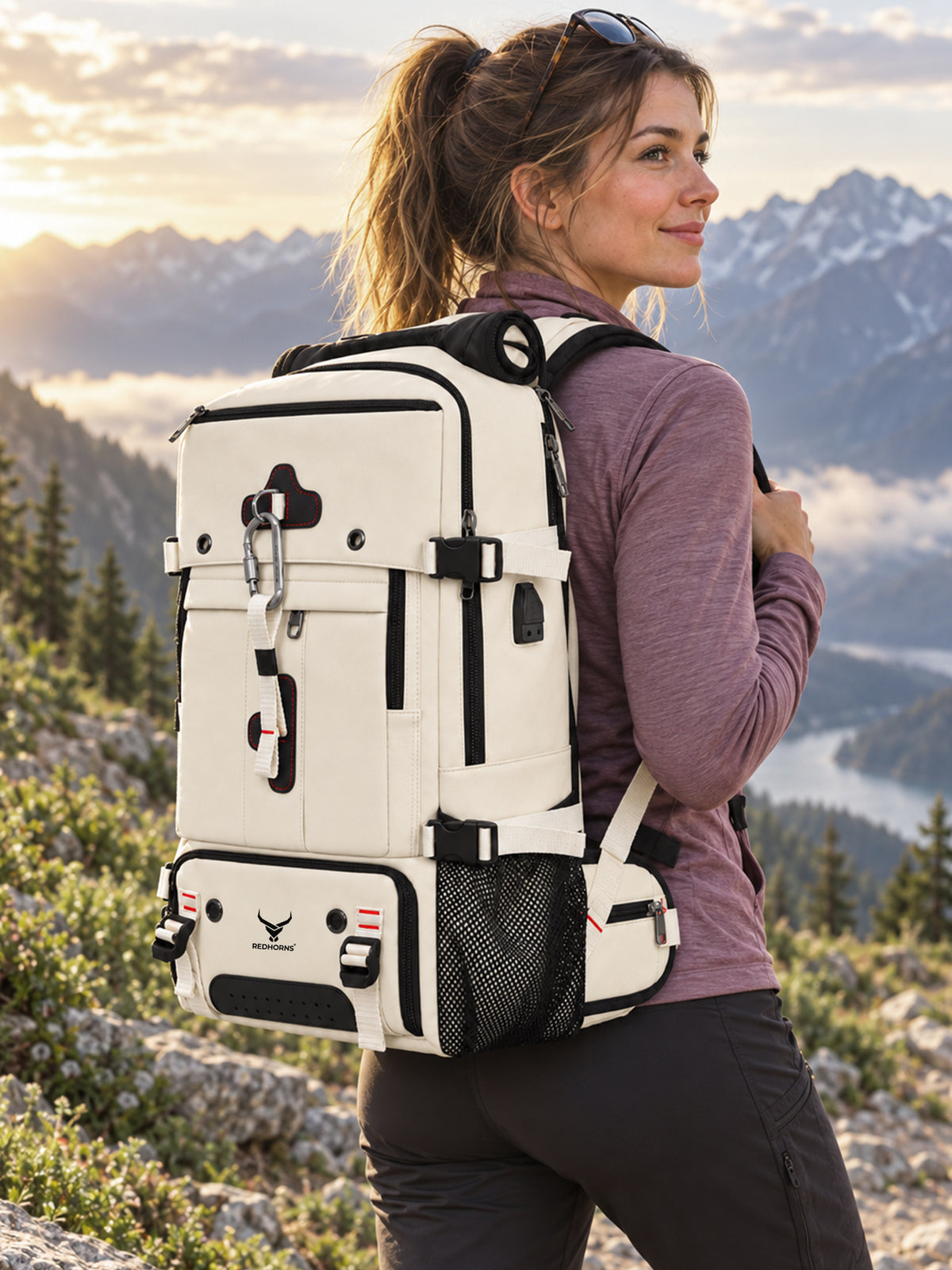 REDHORNS 52L Convertible Duffle Backpack - Off-White - detail