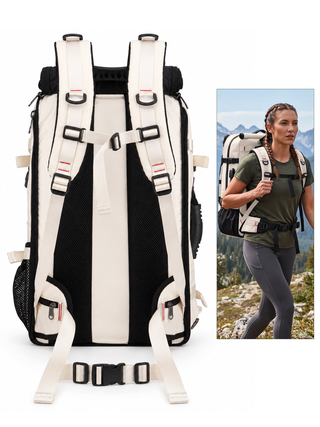 REDHORNS 52L Convertible Duffle Backpack - Off-White - detail