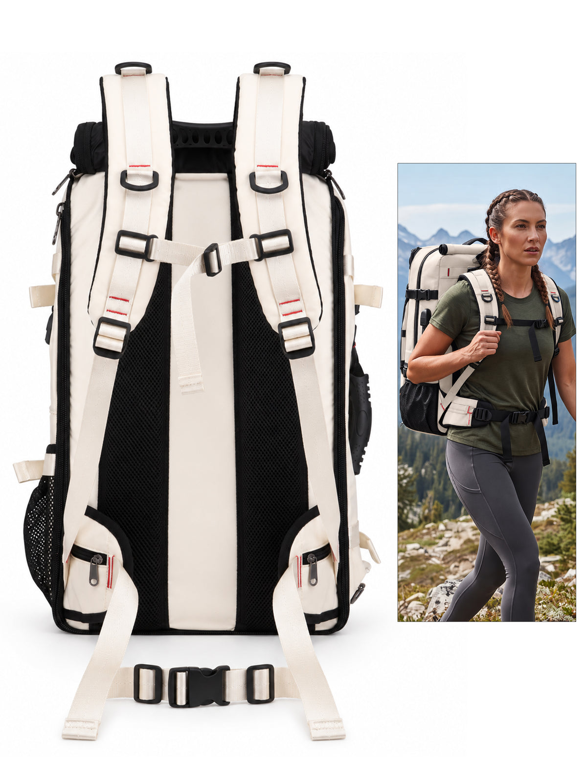 REDHORNS 52L Convertible Duffle Backpack - Off-White - detail