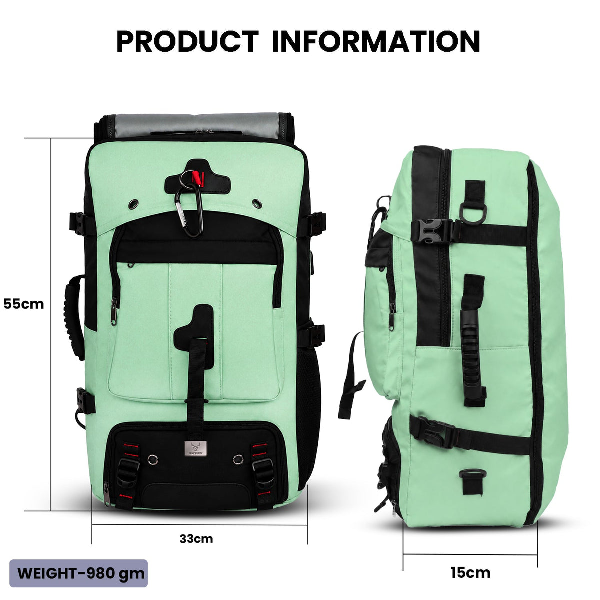 TrailFlex 32L Convertible Hiking Backpack - Light Green