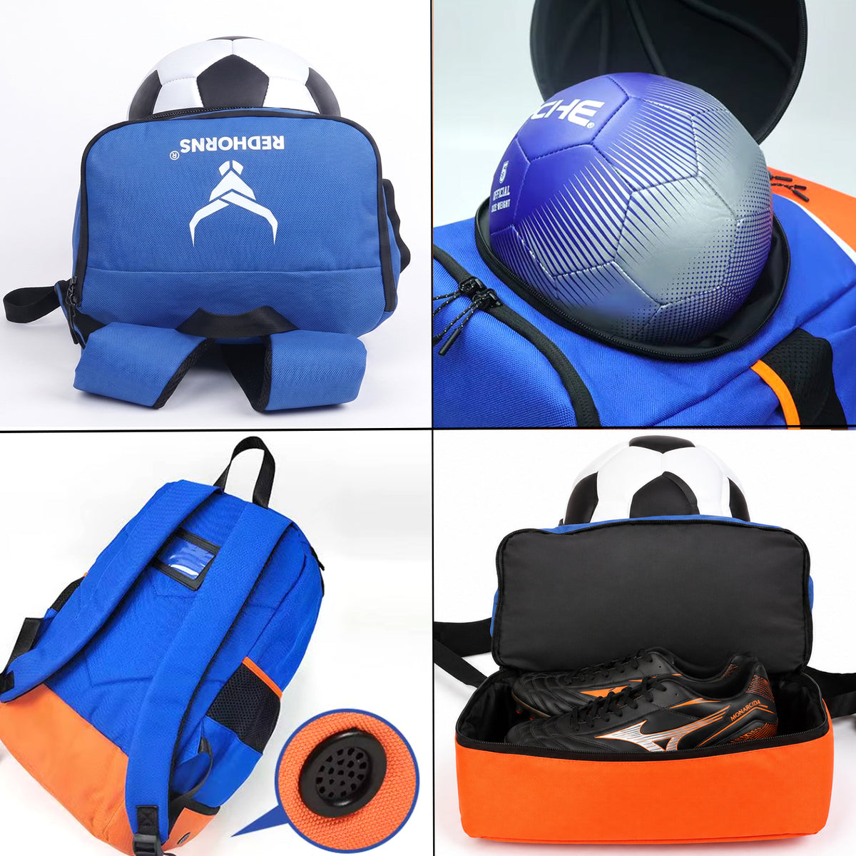 StrikePro 36L Football Backpack Blue Orange - view 5