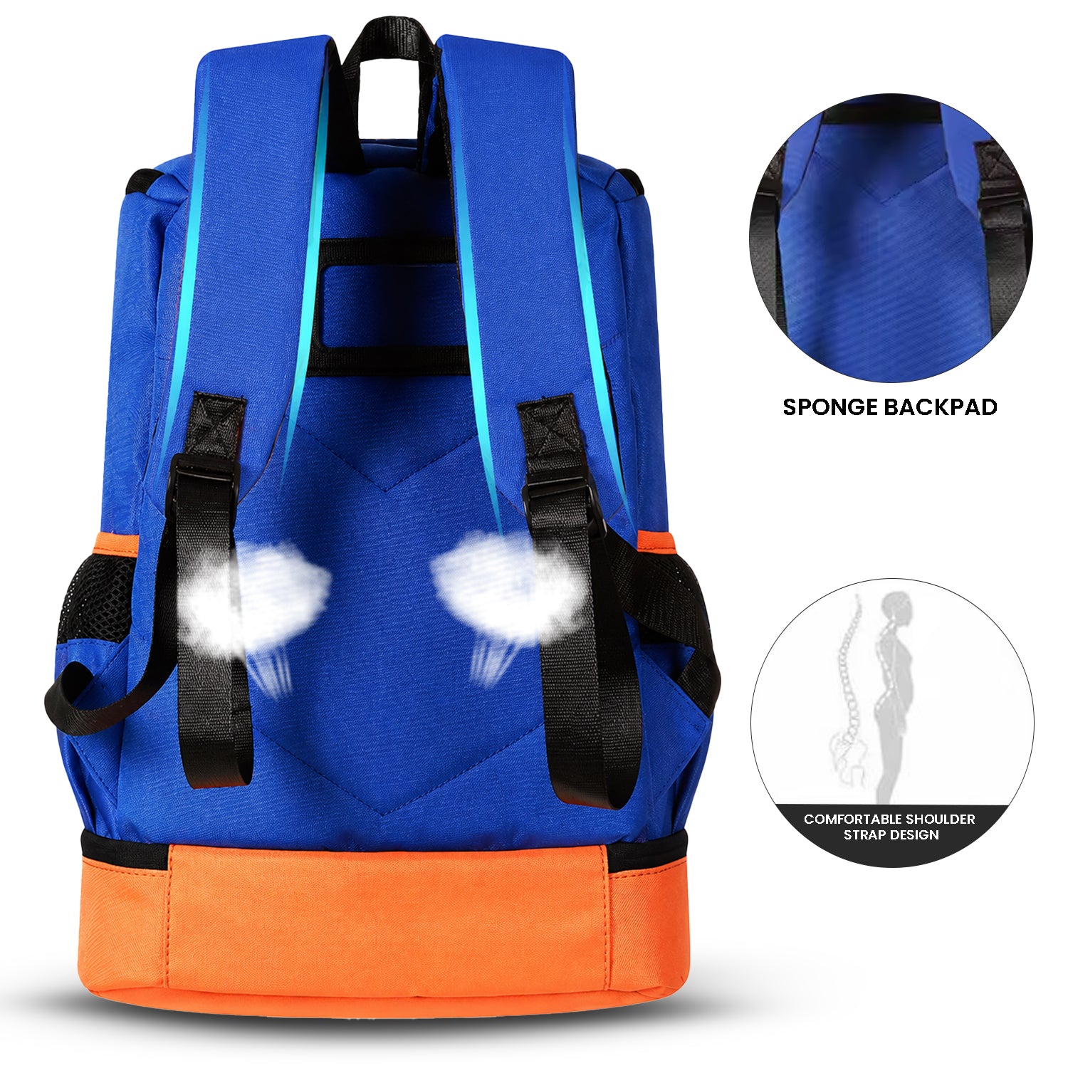 StrikePro 36L Football Backpack Blue Orange - view 6