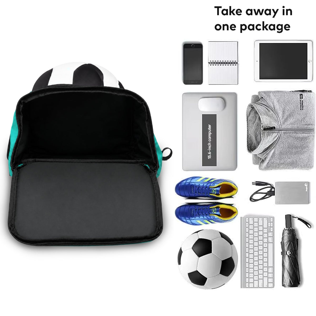 StrikePro 36L Football Backpack - Navy Blue Green