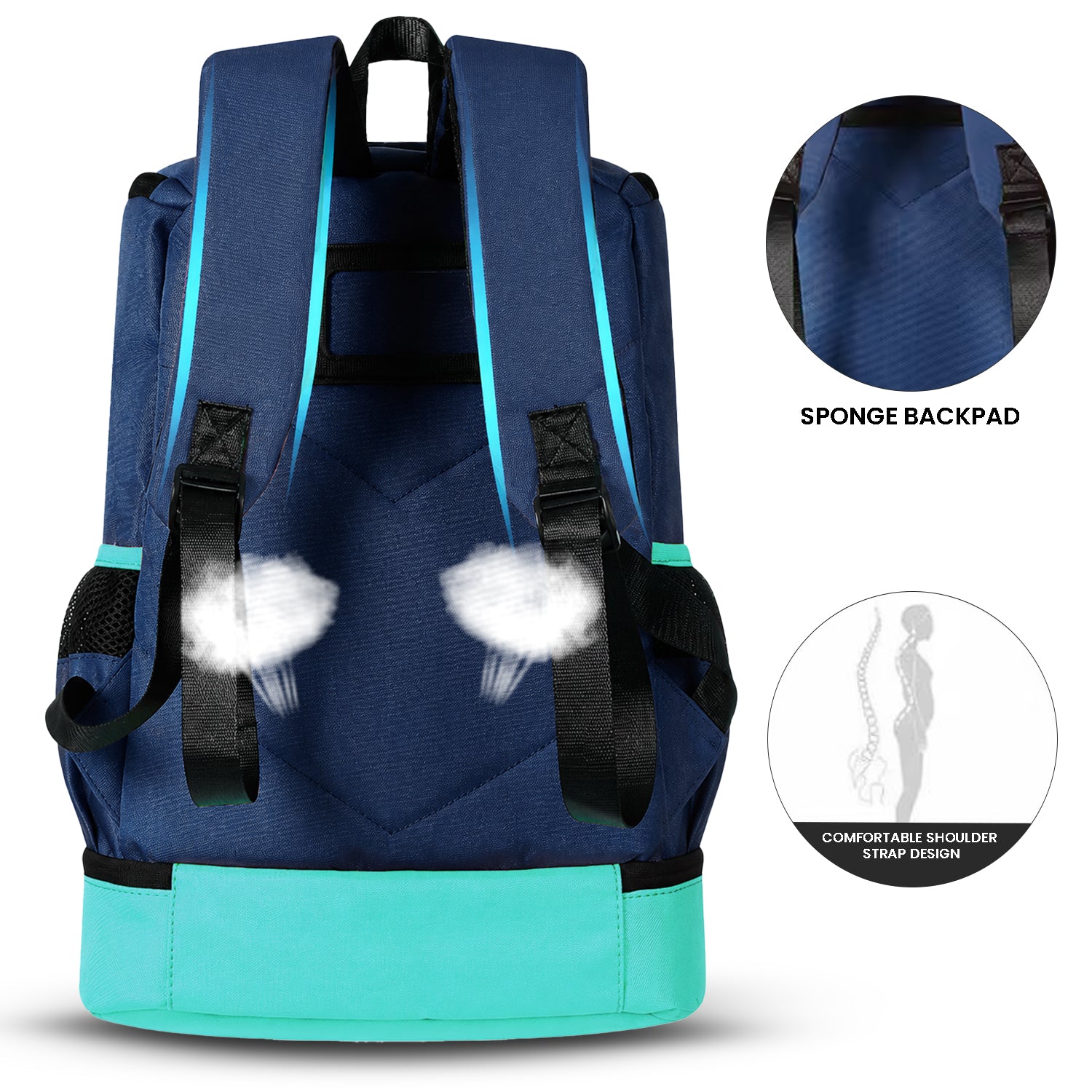 StrikePro 36L Football Backpack Navy Blue Green - view 6