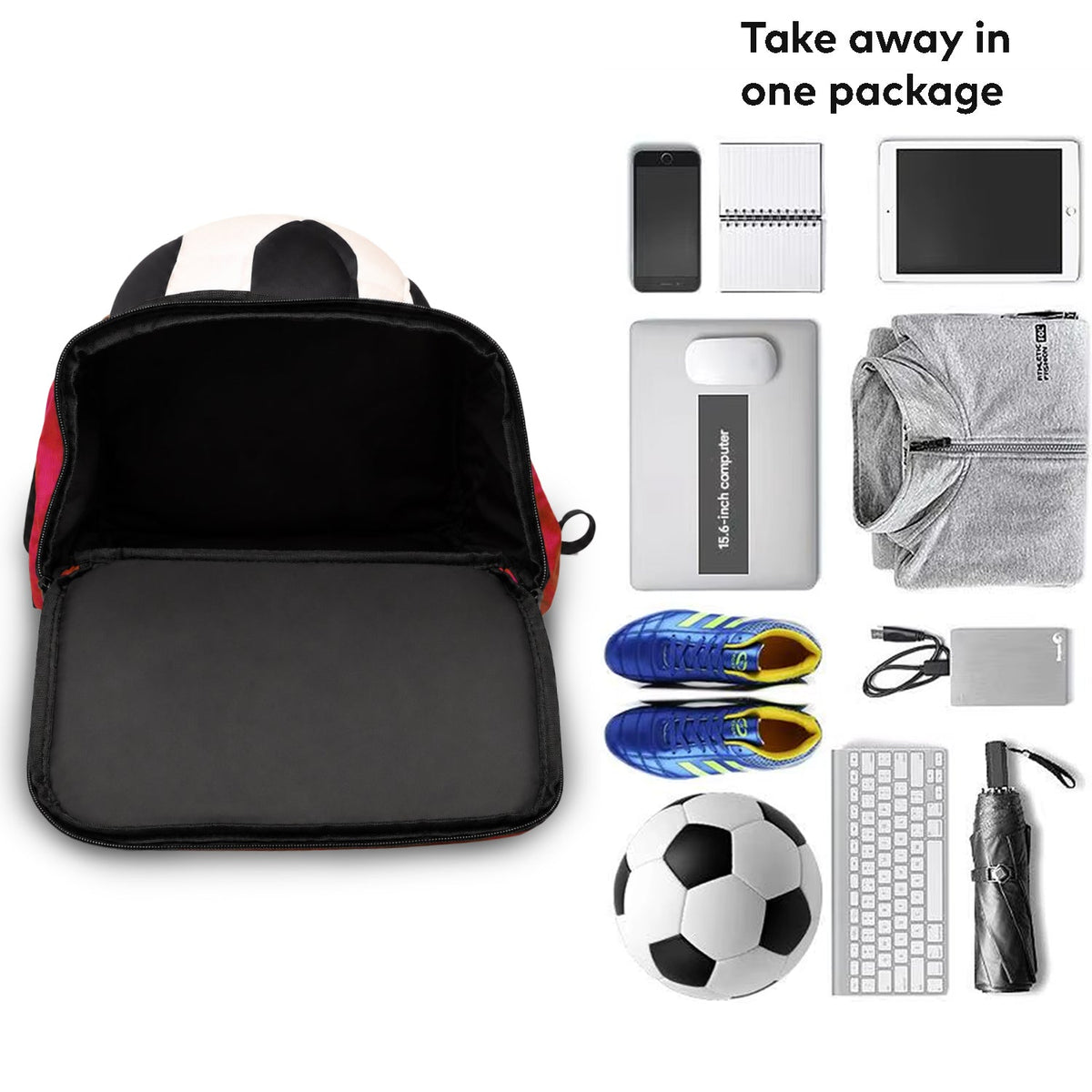 StrikePro 36L Football Backpack - Red Black
