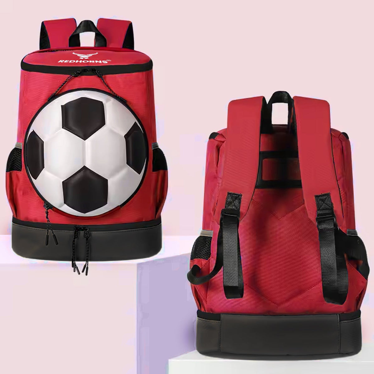 StrikePro 36L Football Backpack - Red Black