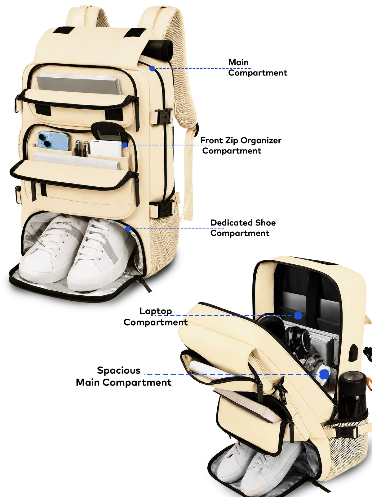 TriMode Voyager 30L 3-in-1 Travel Backpack - Beige