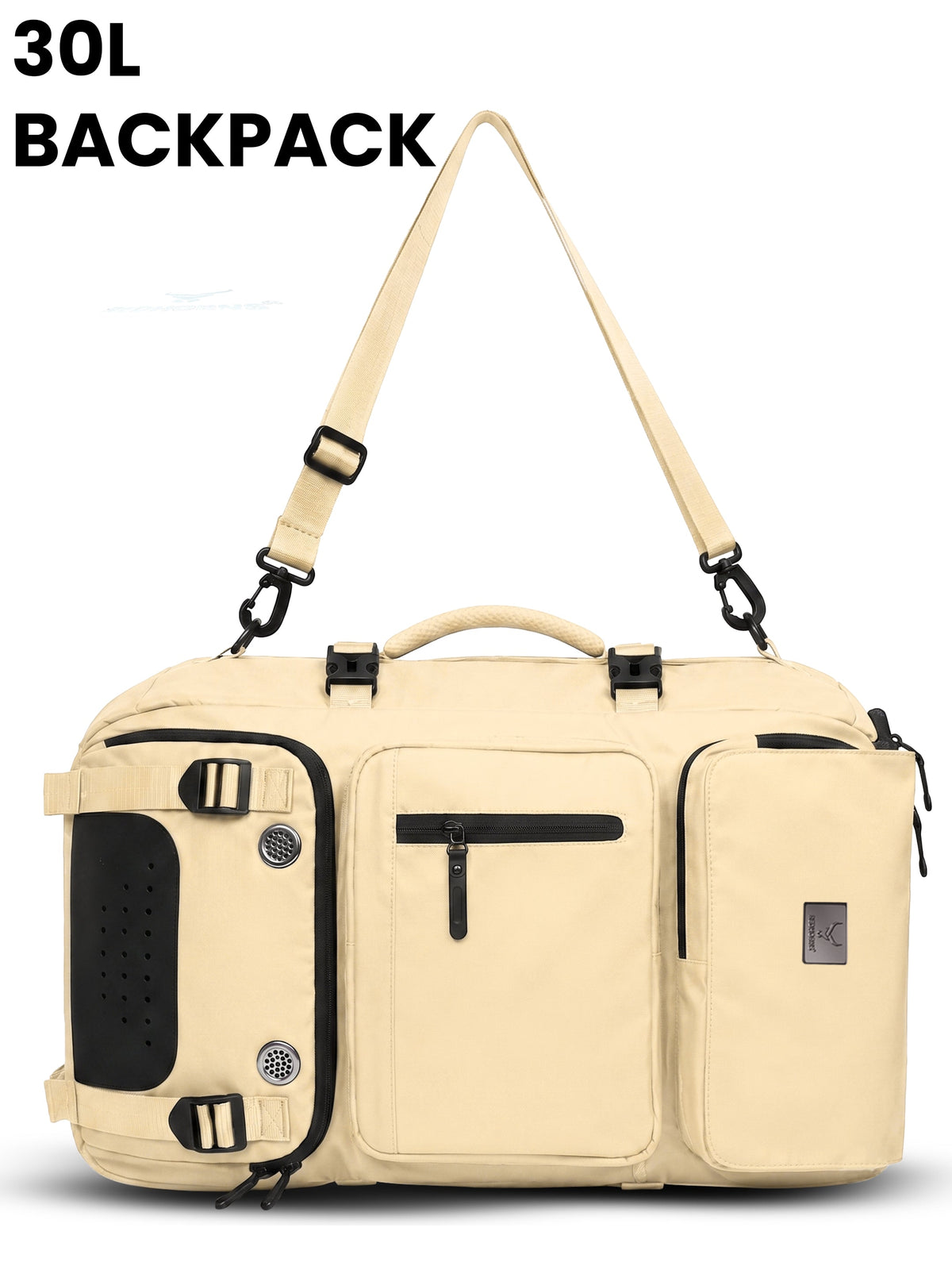 TriMode Voyager 30L 3-in-1 Travel Backpack - Beige duffel mode