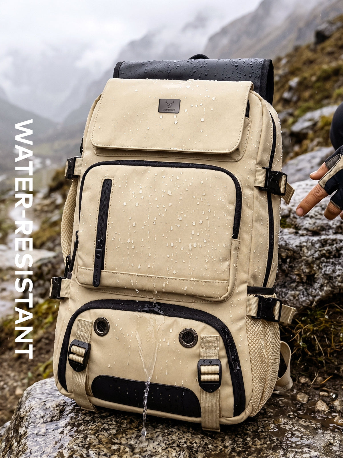 TriMode Voyager 30L 3-in-1 Travel Backpack - Beige water resistant