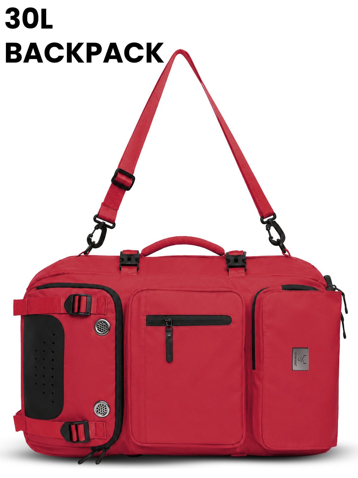 TriMode Voyager 30L 3-in-1 Travel Backpack - Red duffel mode