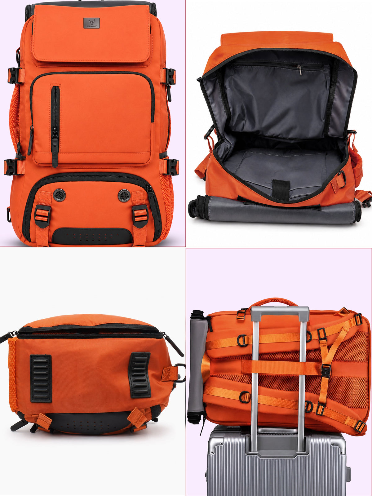 TriMode Voyager 30L 3-in-1 Travel Backpack - Orange interior and trolley sleeve