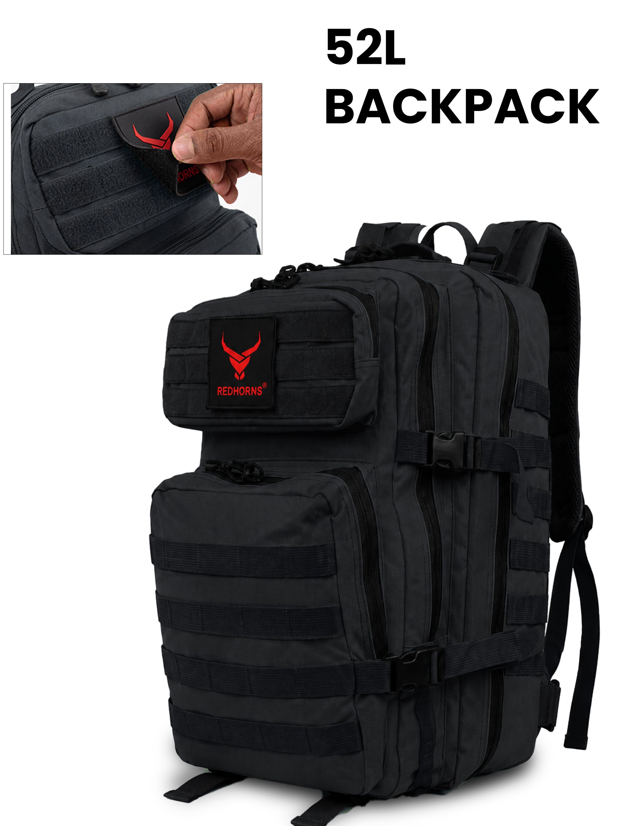 REDHORNS 52L Military Tactical Backpack - Black - BP093A_8.jpg