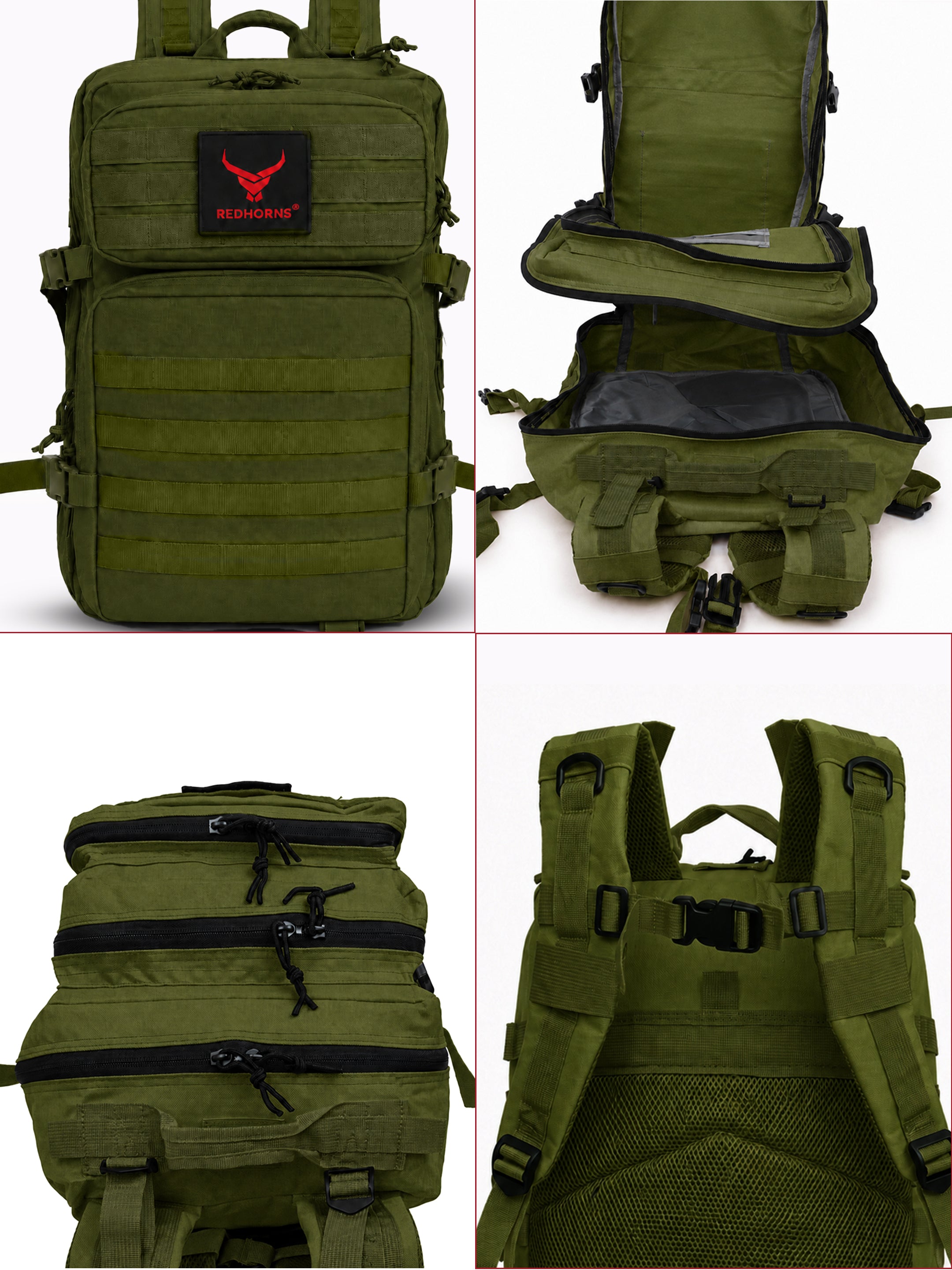 REDHORNS 52L Military Tactical Backpack - Olive Green - BP093HO_5.jpg