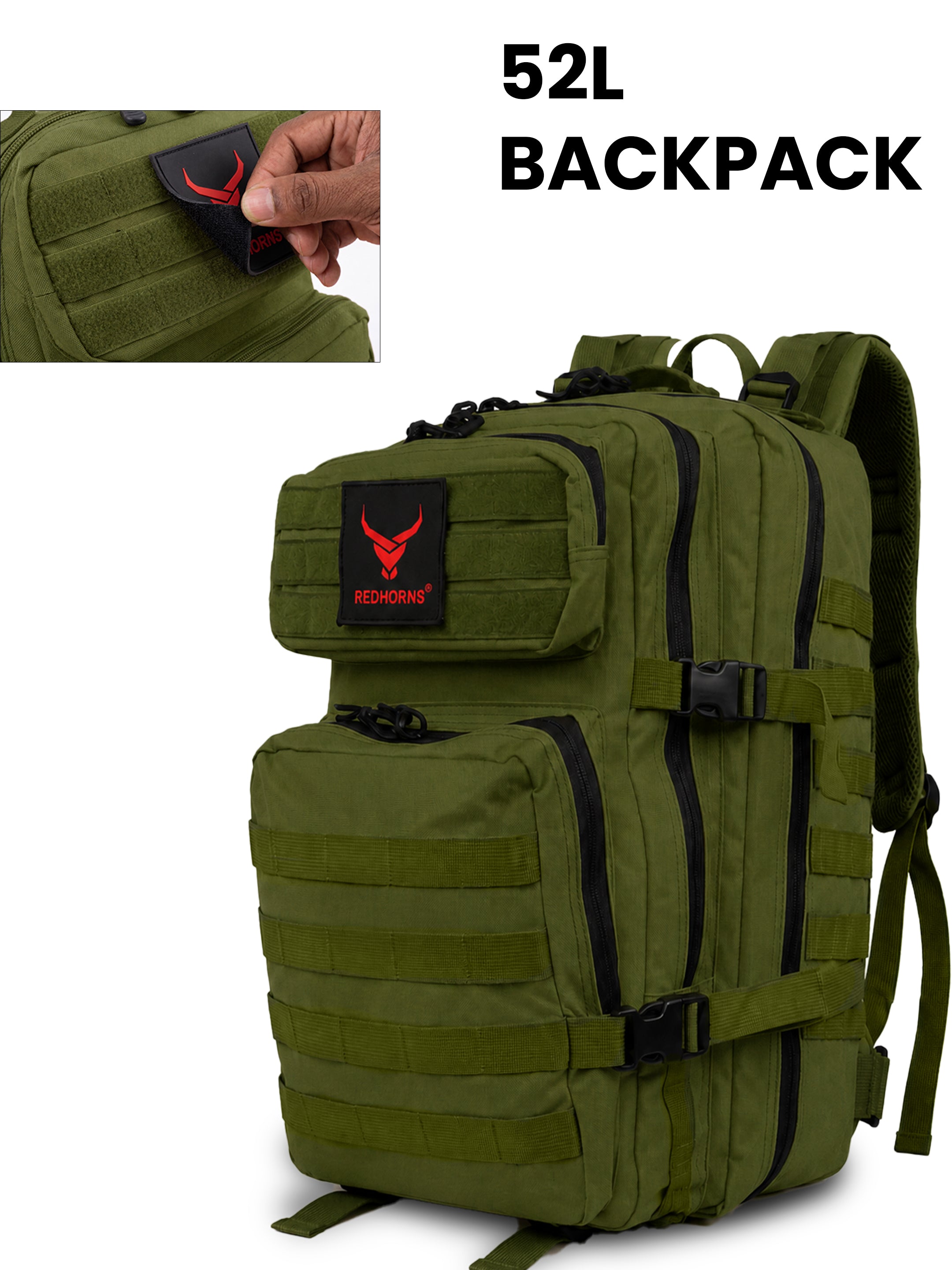 REDHORNS 52L Military Tactical Backpack - Olive Green - BP093HO_8.jpg
