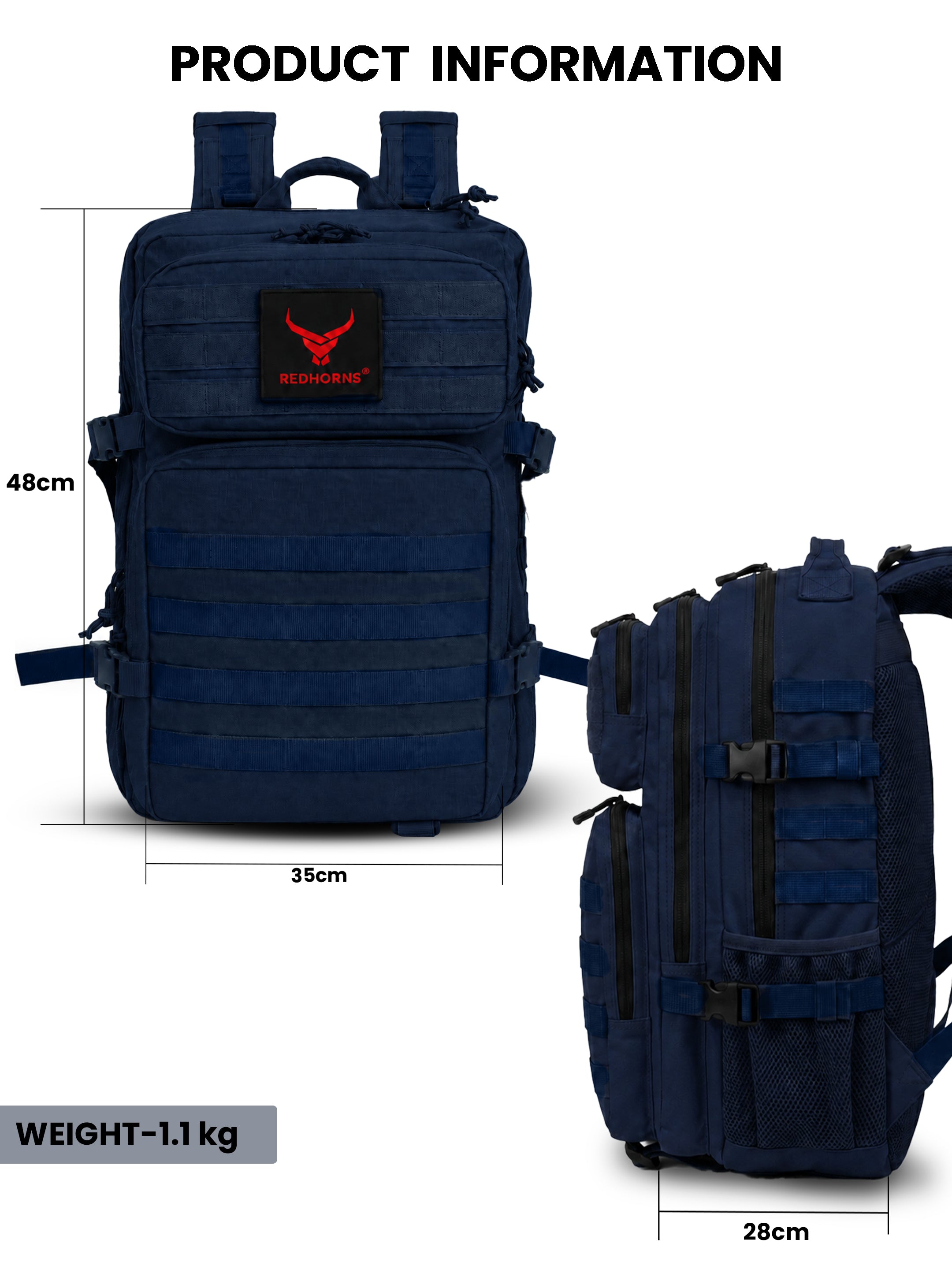 REDHORNS 52L Military Tactical Backpack - Navy Blue - BP093I_3.jpg