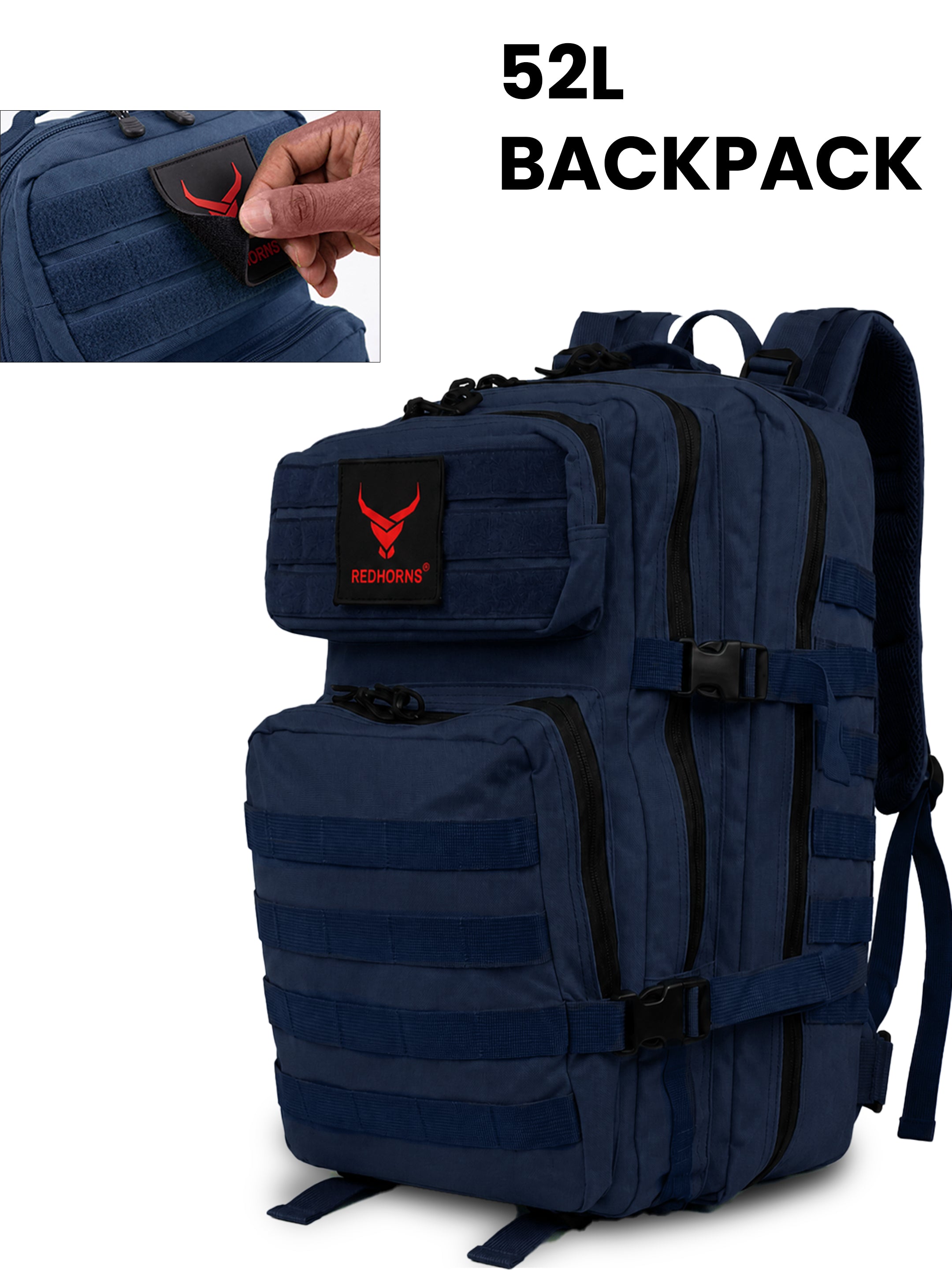 REDHORNS 52L Military Tactical Backpack - Navy Blue - BP093I_8.jpg
