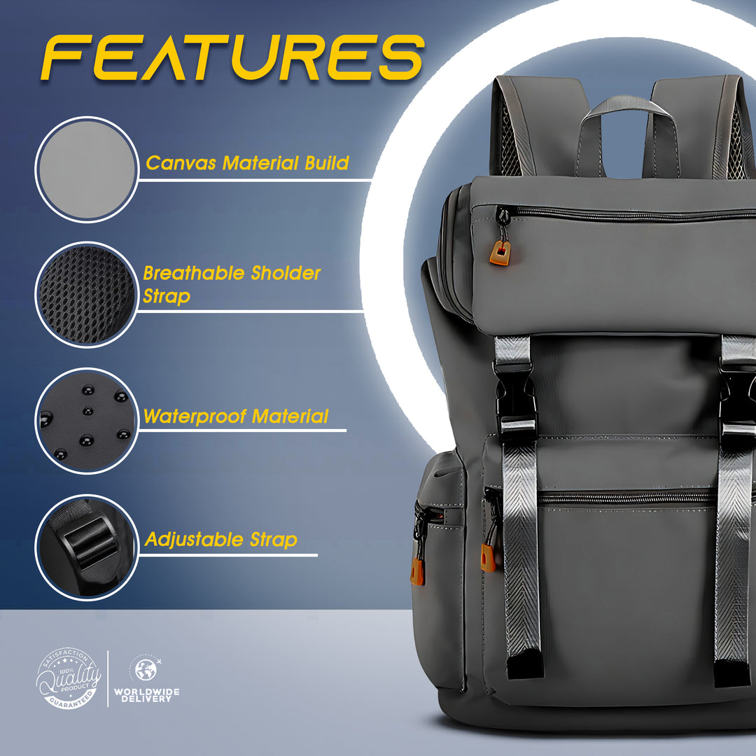 Waterproof hiking backpack with laptop compartment#color_dark-grey