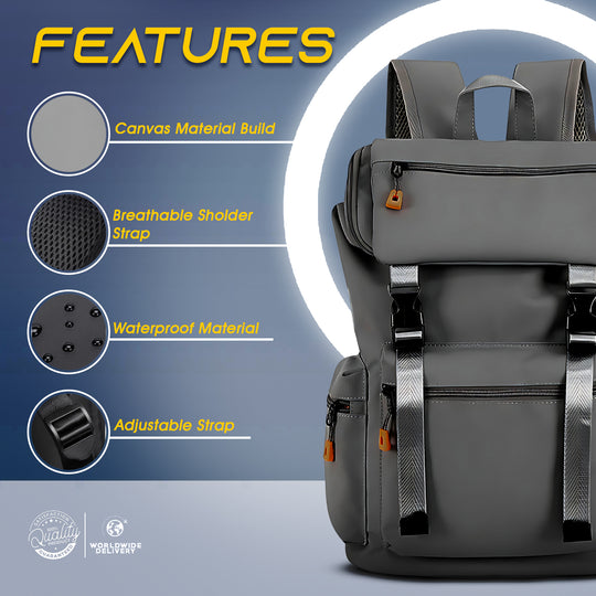 Waterproof hiking backpack with laptop compartment#color_dark-grey