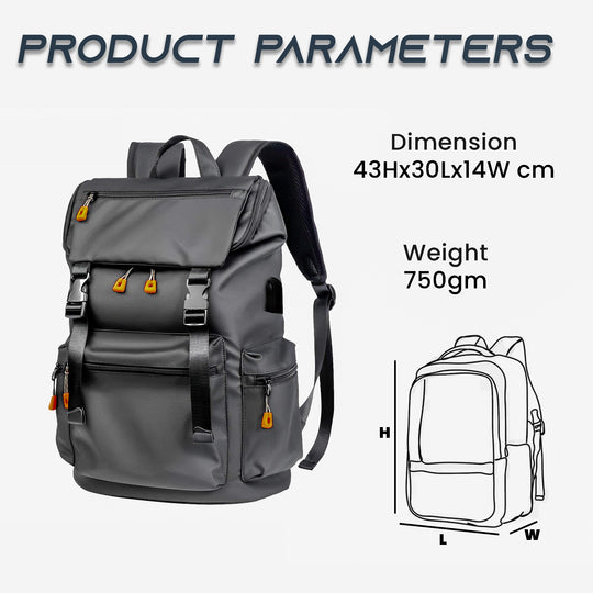 Waterproof hiking backpack with laptop compartment#color_dark-grey