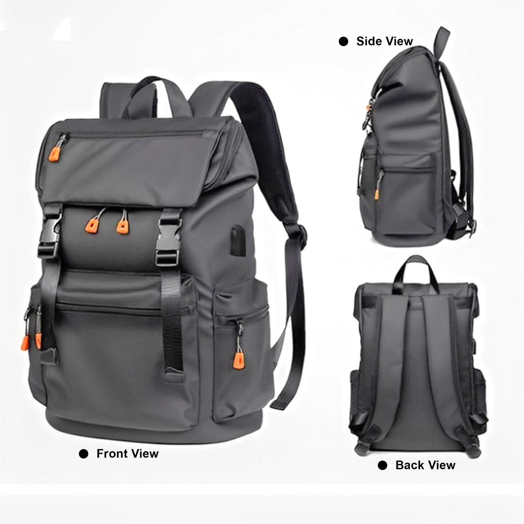 Waterproof hiking backpack with laptop compartment#color_dark-grey