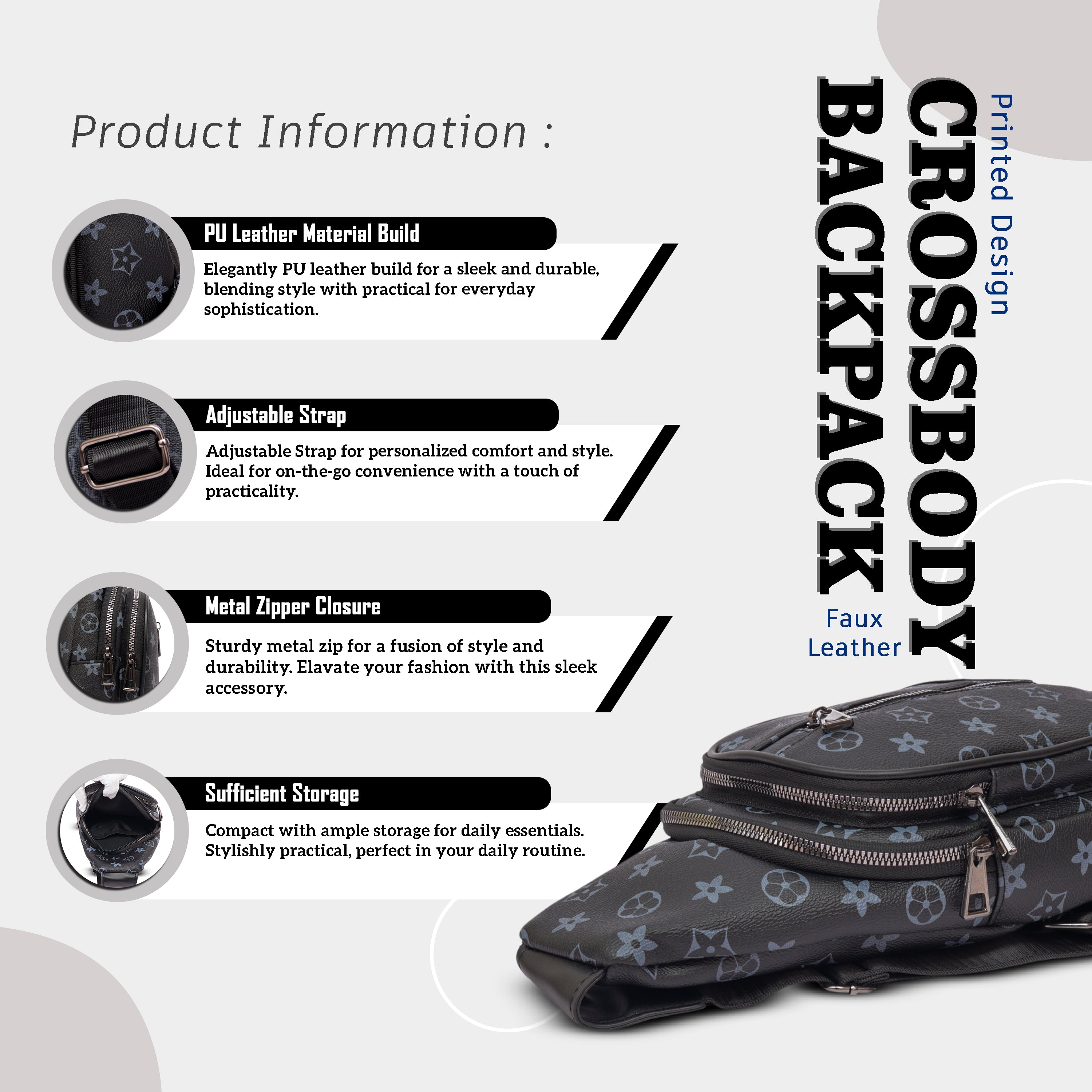 Waterproof crossbody sling bag#color_black