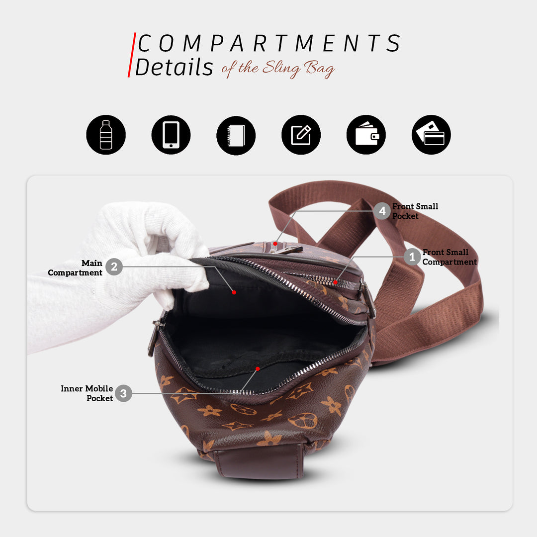 Waterproof crossbody sling bag#color_brown